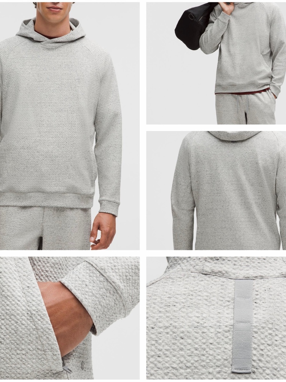 lululemon athletica Men's Light Gray Textured Crewneck Hoodie